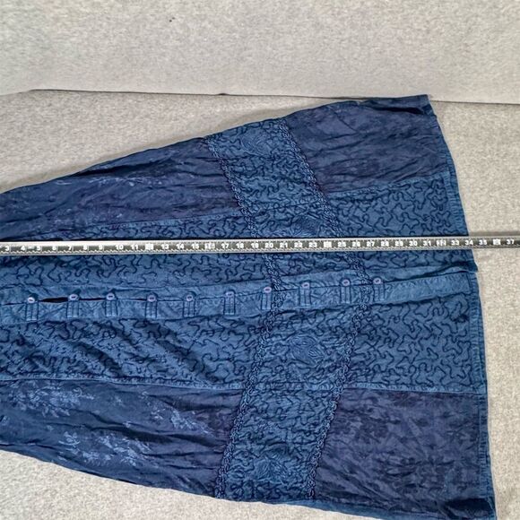 Naqui New York Blue Embroidered Boho Maxi Skirt Size M - Picture 10 of 11